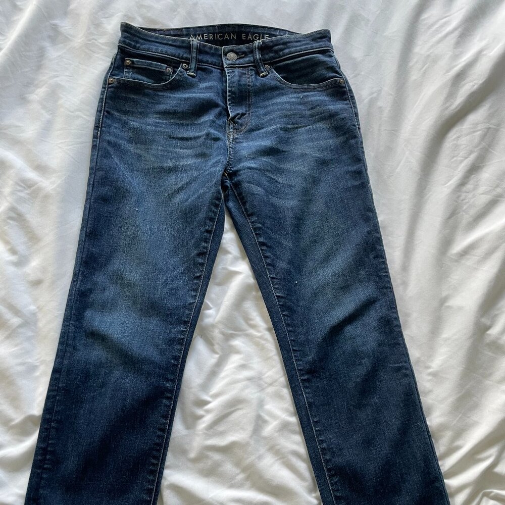 American Eagle AirFlex+ Athletic Straight Jeans Medium Wash Blue Mens Size 30x30